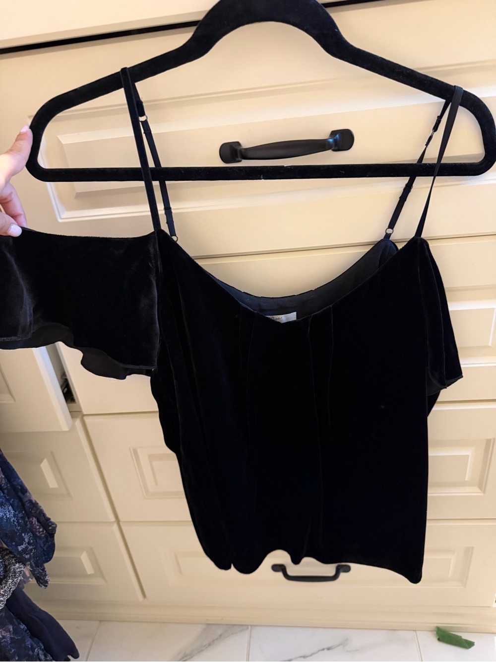 Joie Black Velvet Cold-Shoulder Top